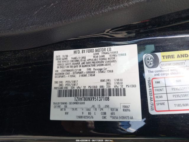 2009 FORD MUSTANG 1ZVHT80NX95137108 Photo 8