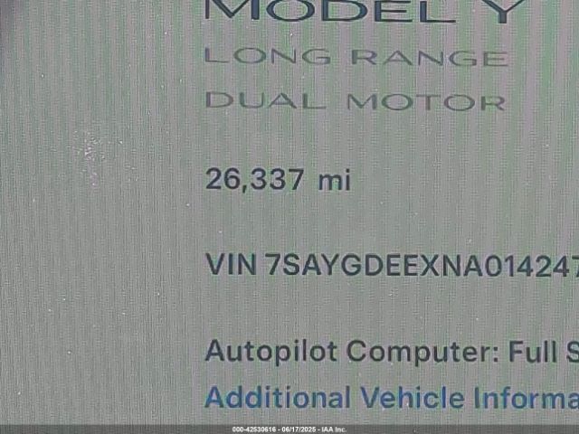 7SAYGDEEXNA014247 Tesla Model Y