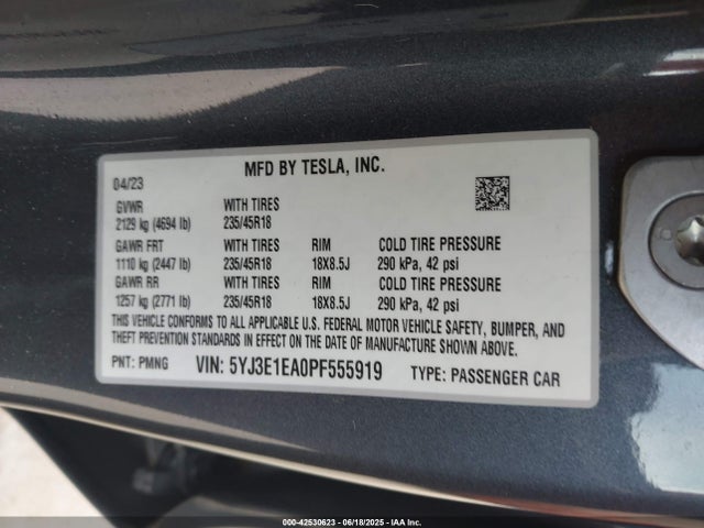 2023 TESLA MODEL 3 5YJ3E1EA0PF555919 Photo 8