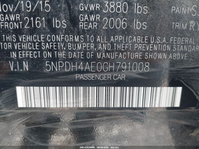 5NPDH4AE0GH791008 Hyundai dohc mpi nu