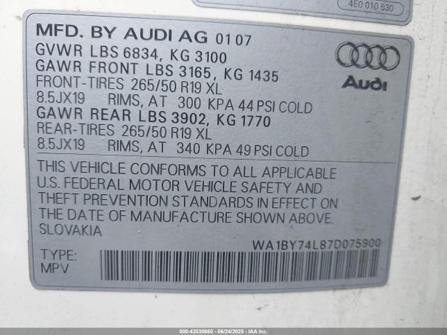 2007 AUDI Q7 WA1BY74L87D075900 Photo 8