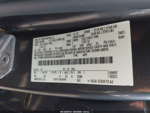 2018 FORD ESCAPE 1FMCU9HD3JUA80073 Photo 8