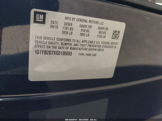 2016 CHEVROLET CORVETTE 1G1YB2D7XG5105683 Photo 8