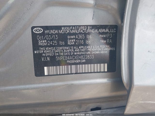 5NPEB4ACXEH822833 Hyundai gamma
