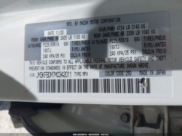 JM3KFBDM7M0342011 Mazda py cylinder decativation