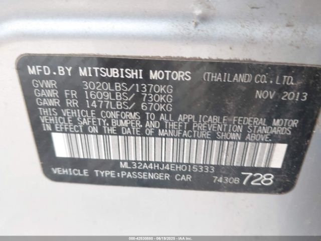 2014 MITSUBISHI MIRAGE ML32A4HJ4EH015333 Photo 8