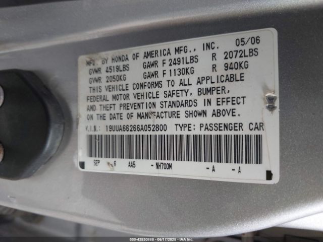 2006 ACURA TL 19UUA66266A052800 Photo 8