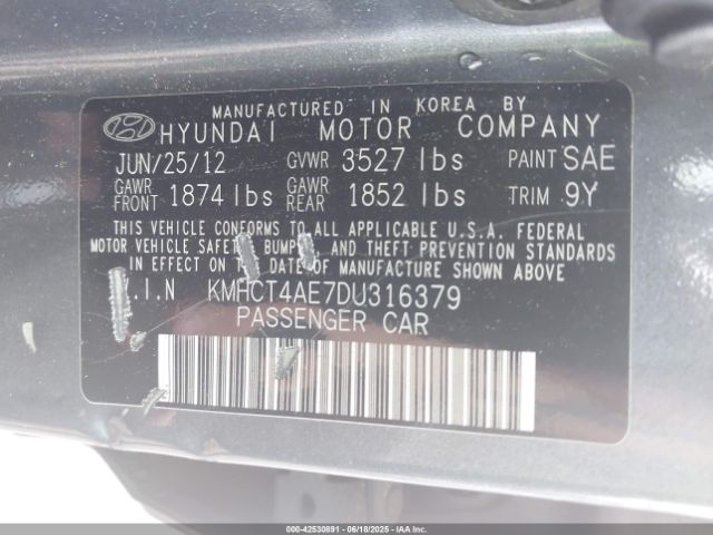 2013 HYUNDAI ACCENT KMHCT4AE7DU316379 Photo 8