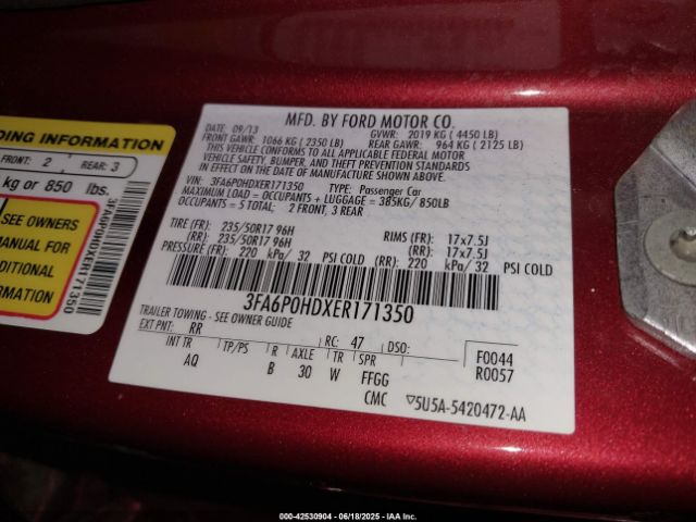 3FA6P0HDXER171350 Ford Fusion