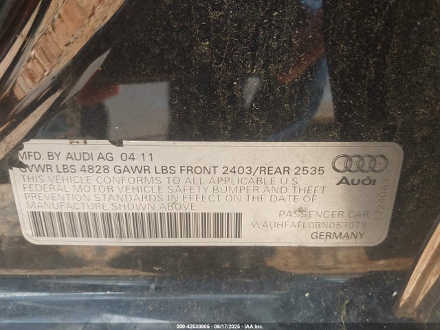 2011 AUDI A4 WAUHFAFL0BN053079 Photo 8