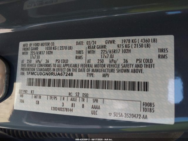 2024 FORD ESCAPE 1FMCU0GN0RUA67248 Photo 8