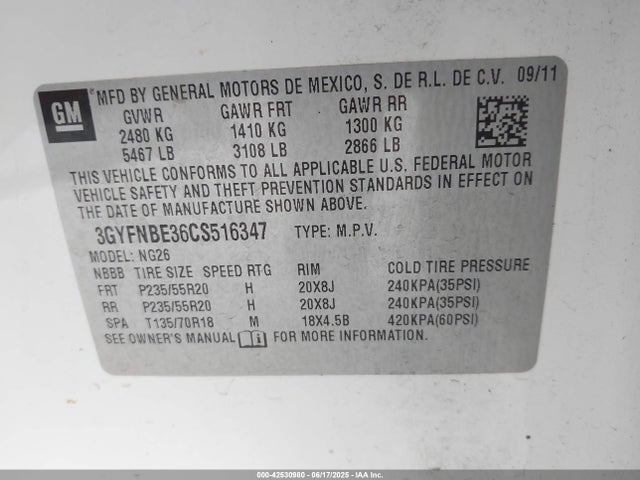 2012 CADILLAC SRX 3GYFNBE36CS516347 Photo 8