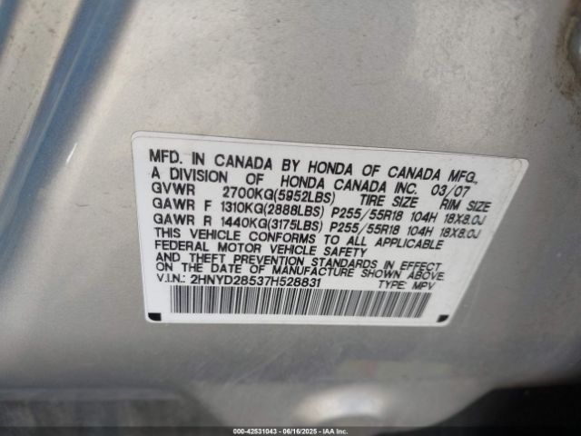 2007 ACURA MDX 2HNYD28537H528831 Photo 8