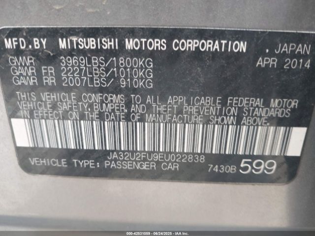 2014 MITSUBISHI LANCER JA32U2FU9EU022838 Photo 8