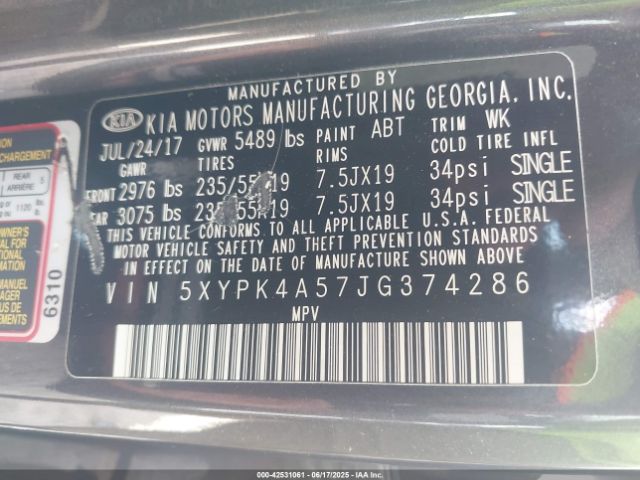 2018 KIA SORENTO 5XYPK4A57JG374286 Photo 8
