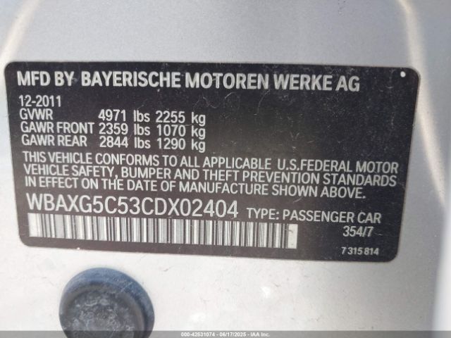 2012 BMW 528I WBAXG5C53CDX02404 Photo 8