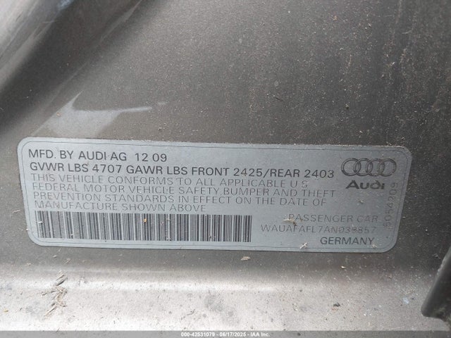 2010 AUDI A4 WAUAFAFL7AN039857 Photo 8