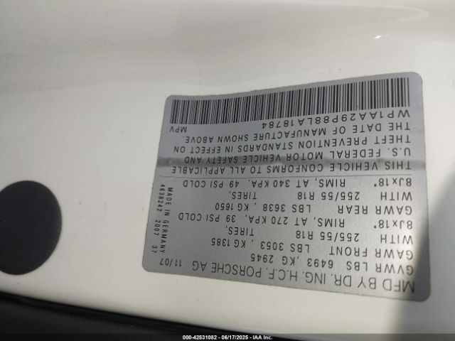 2008 PORSCHE CAYENNE WP1AA29P88LA18784 Photo 8
