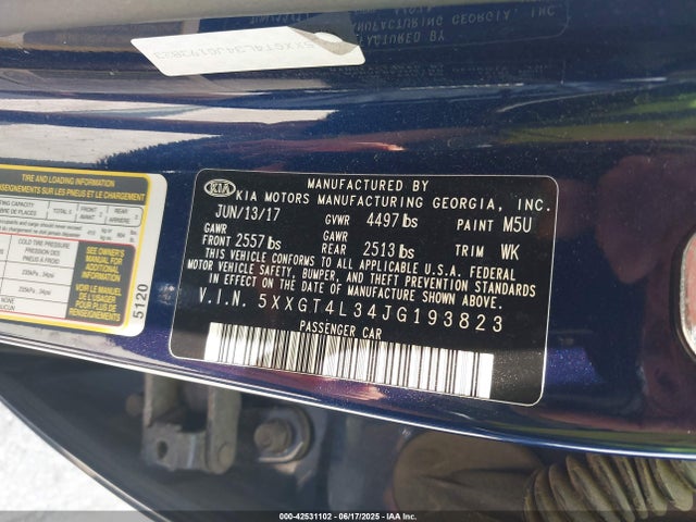 5XXGT4L34JG193823 KIA gdi