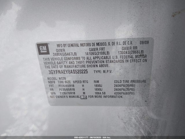 2010 CADILLAC SRX 3GYFNAEY8AS520225 Photo 8