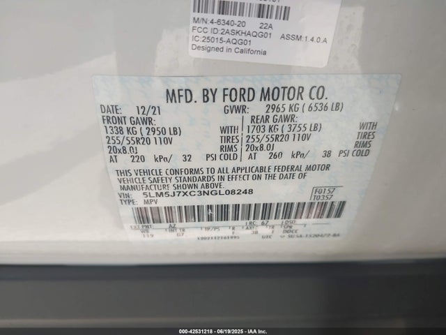 5LM5J7XC3NGL08248 Lincoln gtdi