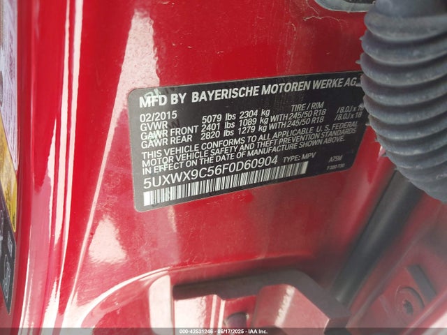 BMW 2015 2015 5UXWX9C56F0D60904 Image 9