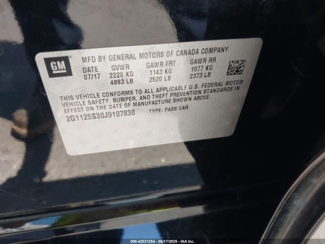 2G1125S30J9107830 Chevrolet lfx - spark ignited direct injection, vvt, e85 max, alum