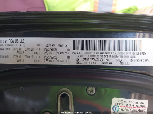 RAM 2015 2015 1C6RR6LT7FS676424 Image 9