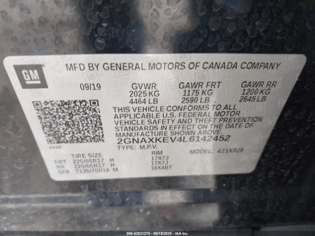 2020 CHEVROLET EQUINOX 2GNAXKEV4L6142452 Photo 8