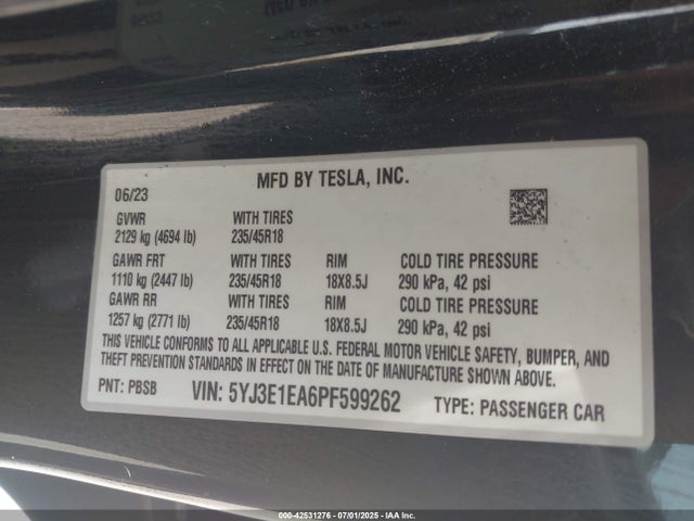2023 TESLA MODEL 3 5YJ3E1EA6PF599262 Photo 8