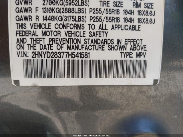 2007 ACURA MDX 2HNYD28377H541581 Photo 8
