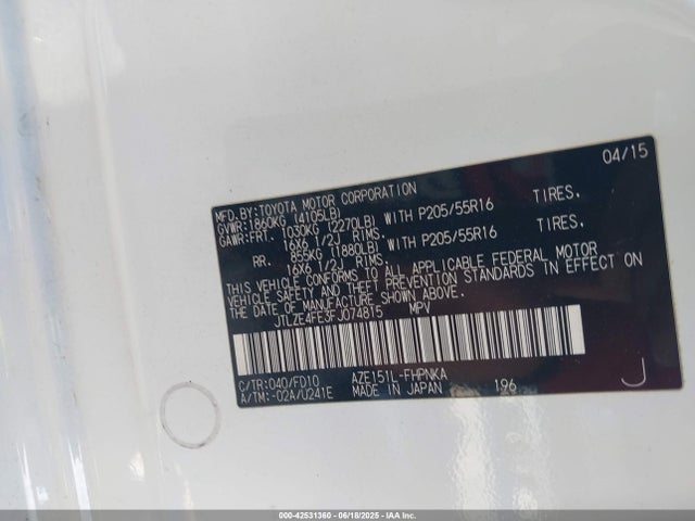 Scion 2az-fe 2015 JTLZE4FE3FJ074815 Image 9