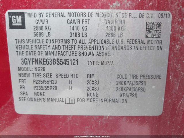 2011 CADILLAC SRX 3GYFNKE63BS545121 Photo 8