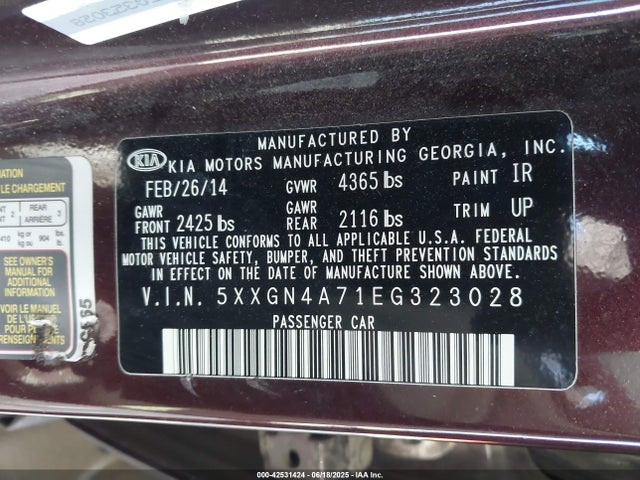5XXGN4A71EG323028 KIA dohc gdi theta ii