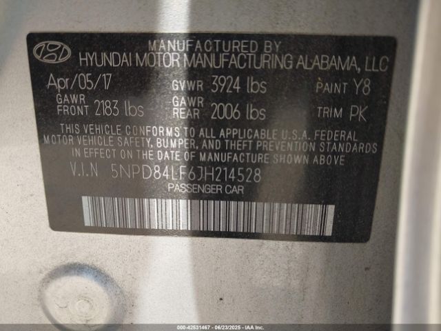 2018 HYUNDAI ELANTRA 5NPD84LF6JH214528 Photo 8