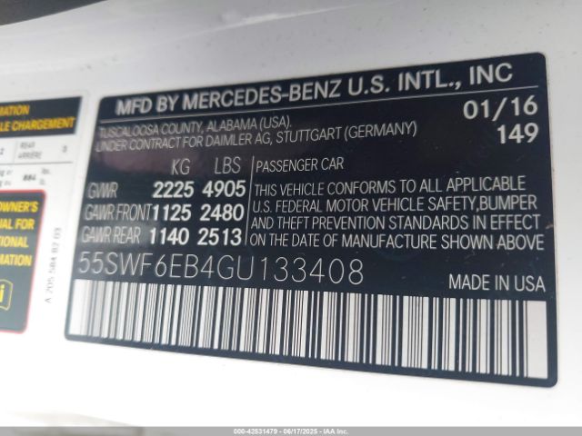 2016 MERCEDES-BENZ C 450 AMG 55SWF6EB4GU133408 Photo 8