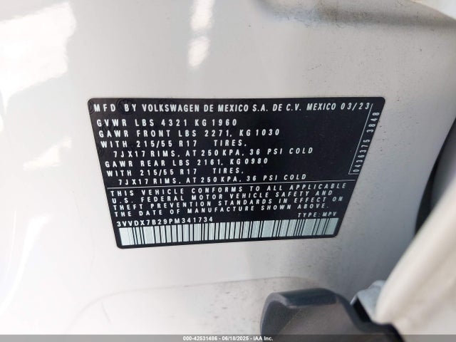 3VVDX7B29PM341734 Volkswagen tsi