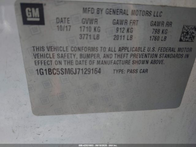 1G1BC5SM6J7129164 Chevrolet le2 -di: direct injection, vvt: variable valve timing, gen, alum