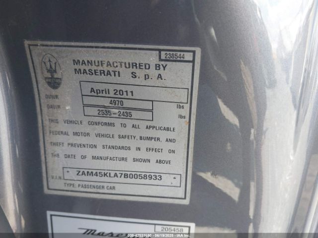 2011 MASERATI GRANTURISMO ZAM45KLA7B0058933 Photo 8