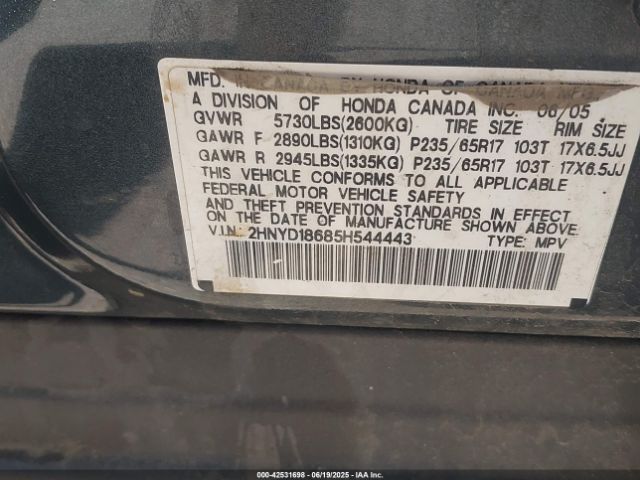 2005 ACURA MDX 2HNYD18685H544443 Photo 8
