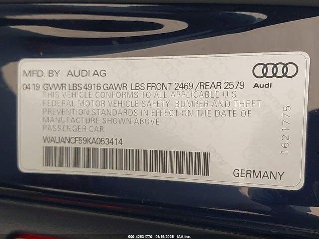 2019 AUDI A5 WAUANCF59KA053414 Photo 8