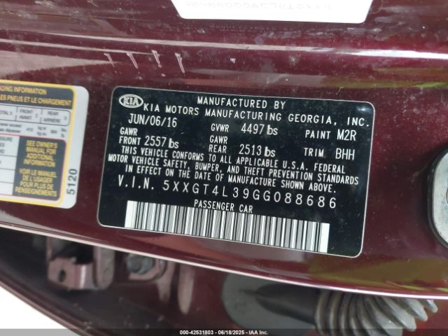 5XXGT4L39GG088686 KIA t-gdi theta ii