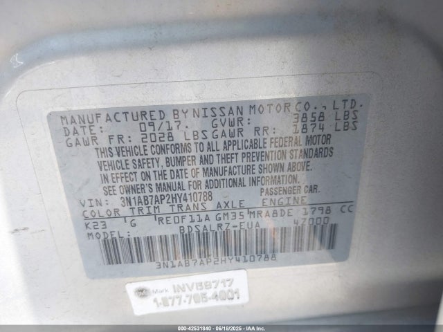 3N1AB7AP2HY410788 Nissan 2017
