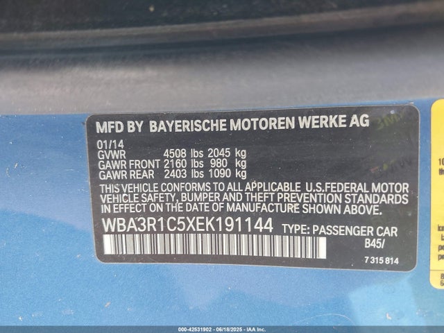 WBA3R1C5XEK191144 BMW 435i