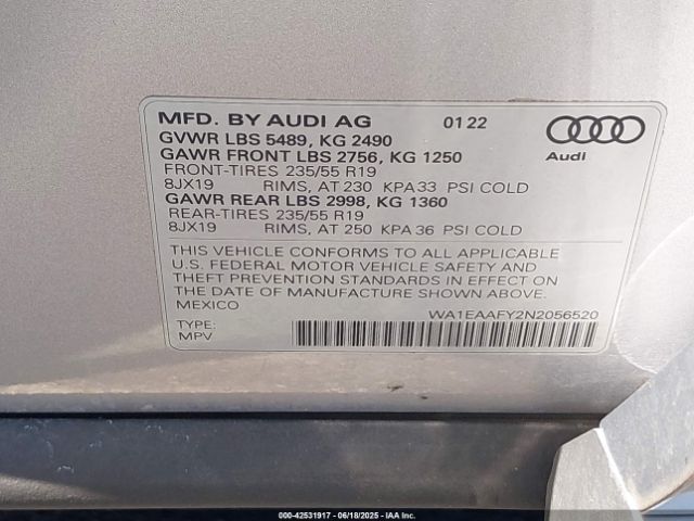 2022 AUDI Q5 WA1EAAFY2N2056520 Photo 8