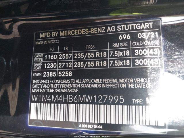2021 MERCEDES-BENZ GLB 250 W1N4M4HB6MW127995 Photo 8