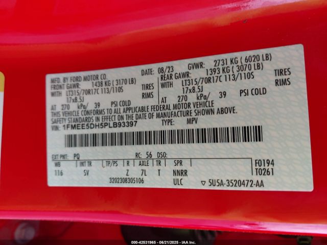 1FMEE5DH5PLB93397 Ford ecoboost