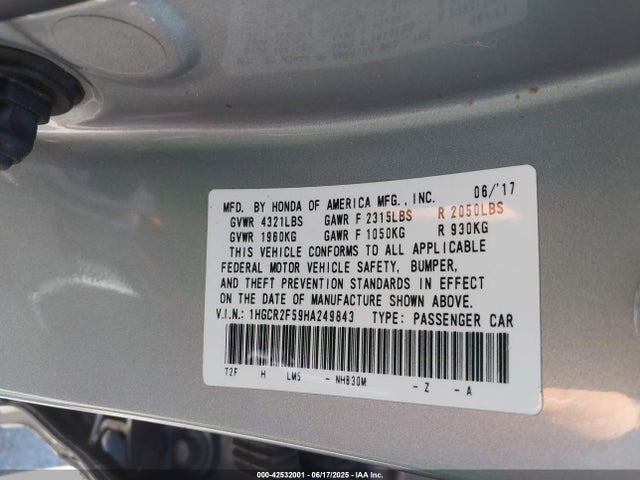 1HGCR2F59HA249843 Honda k24w1