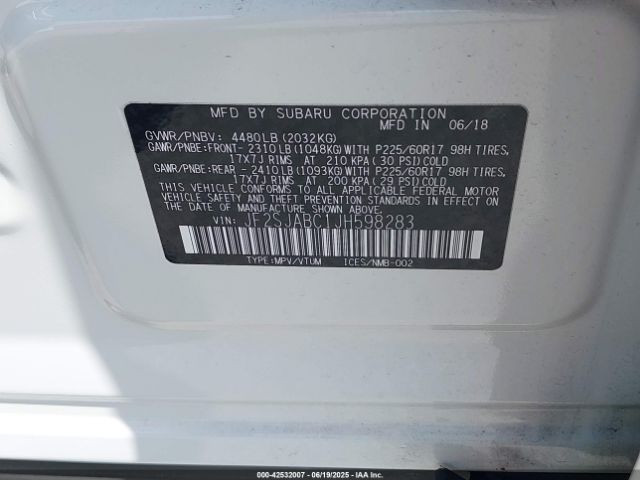 JF2SJABC1JH598283 Subaru naturally aspirated u5