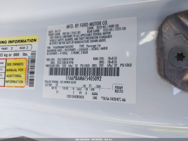 Ford 2015 2015 1FA6P8AM6F5405092 Image 9